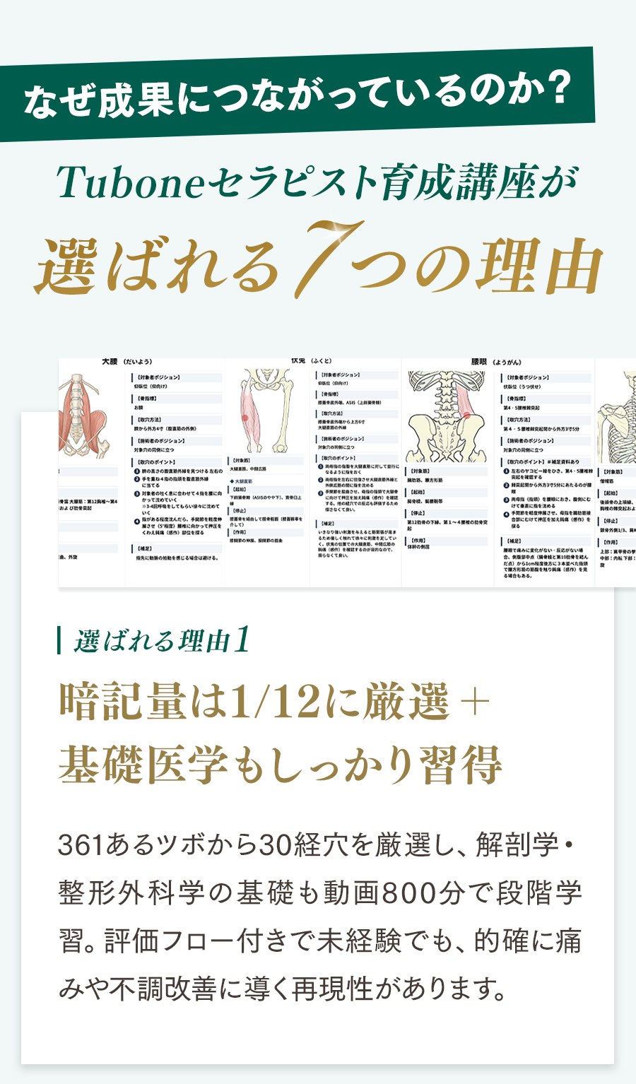 選ばれる7つの理由1 暗記量は1/12に厳選+基礎医学もしっかり習得