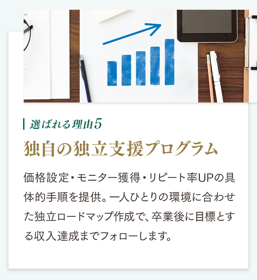 選ばれる理由5 独自の独立支援プログラム